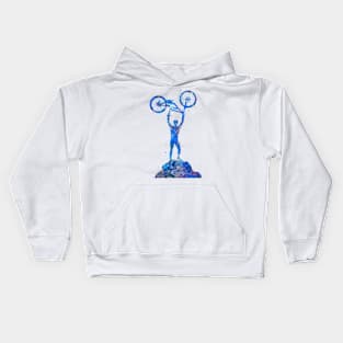 Downhill mountain bike blue Kids Hoodie